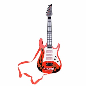 4-strängad elgitarr för barn i rött och vitt mot en vit bakgrund