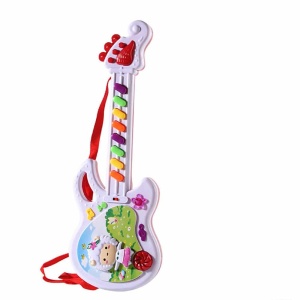 Elgitarr, musikspel för barn, färglagd mot en vit bakgrund