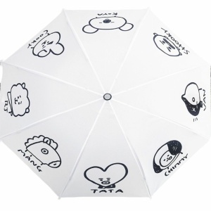 Paraply i Kpop-stil för barn - vitt med svarta motiv