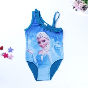 Elsa blå baddräkt med färgade stjärnor på vit bakgrund