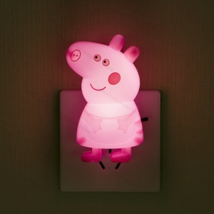 Rosa Peppa Pig väggnattlampa för barn på ett uttag
