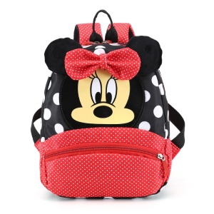 Minnie-ryggsäck för barn med röda, svarta och vita prickar och röd slips