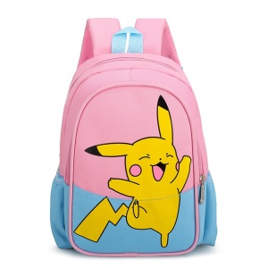Rosa och blå Pikachu-ryggsäck för barn med gul pikachu