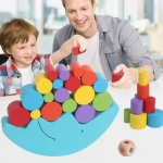 Pedagogiskt hjärnspel i trä för barn med blå måne och barn med pappa