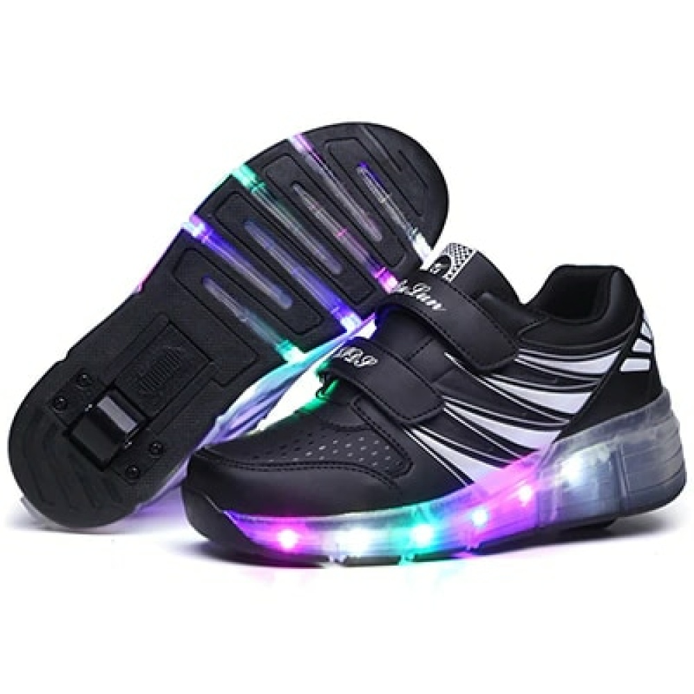 Upplysta rollerblades för barn i svart med färgade LED-lampor