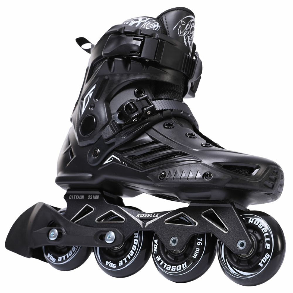 Enfärgade rollerblades för barn Sportskor för barn med hjul i svart med in-line-hjul