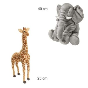Elefant och giraff - savannens djur - paket för barn i grått och gult