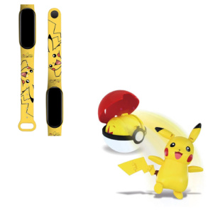 Pokémonklocka + pokébollar med gult pikachu-motiv