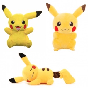 Söt glad sovande Pikachu plyschpaket med gult leende