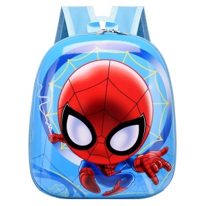 Söt blå Spiderman-ryggsäck för barn med röd design och stora ögon