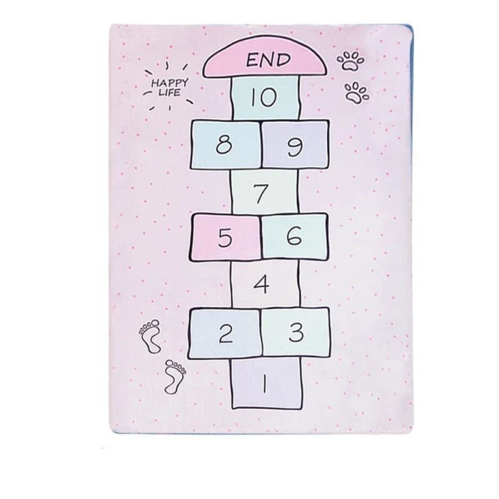 rosa matta med färgade hoppborgar