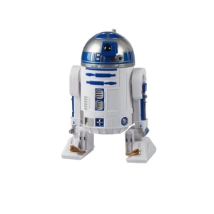 Star Wars-robotfigur för barn i vitt, grått och blått med vit bakgrund