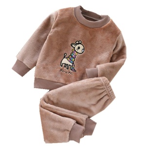 Giraffpyjamas i tjock fleece för barn i brunt