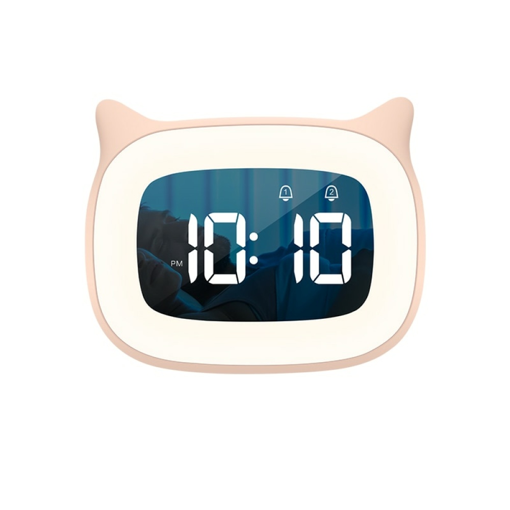 Rosa kattformad digital väckarklocka