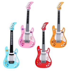 Lekfull elgitarr för barn i blått, rosa, rött och orange