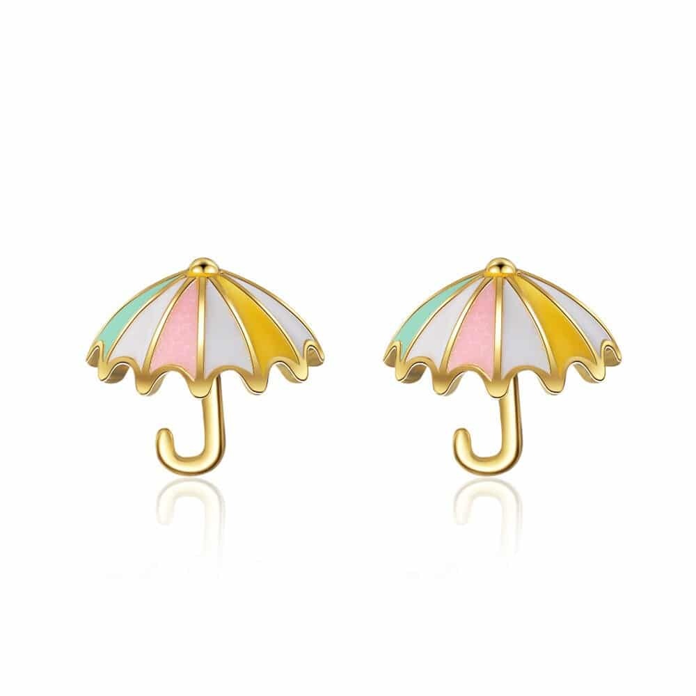 Örhängen i guld med paraply för liten flicka