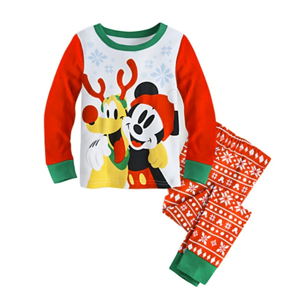 Mickey Mickey julpyjamas för barn med vit bakgrund