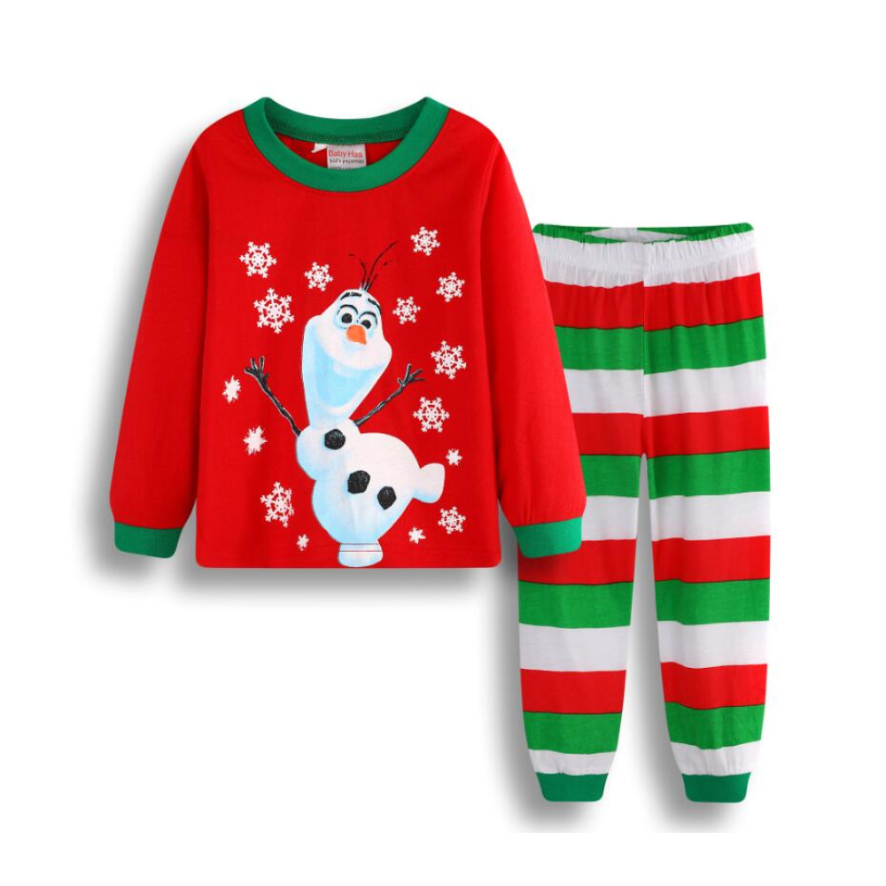Pyjamas för barn med Olaf och jultomten mot en vit bakgrund