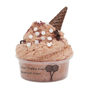 Brunfärgat glasslime för barn med vit bakgrund