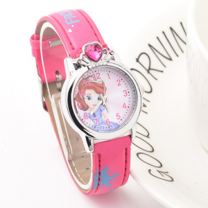 Snow Queen-klocka med färgat armband och rosa hjärtdiamant