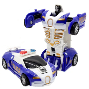 Transformers blå polisbil med robot på baksidan